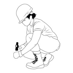 woman construction worker silhouette