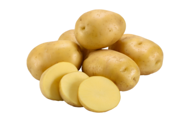 Fresh yellow potatoes isolated on transparent background, a staple food and versatile ingredient