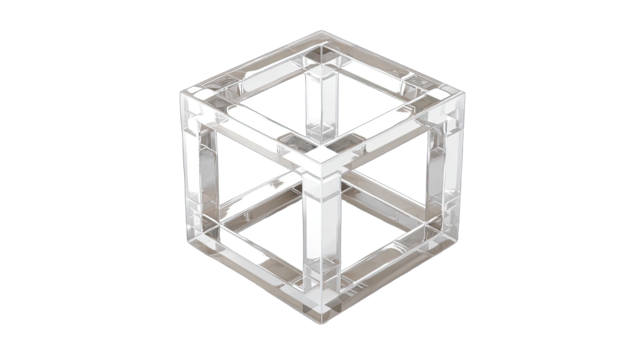 Abstract transparent cube illusion isolated on white background graphic design