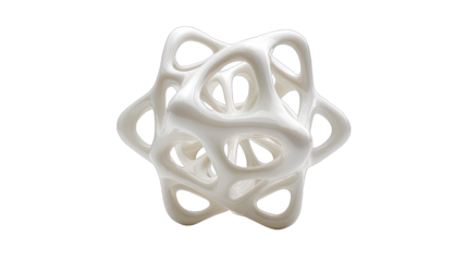 Abstract 3 d render of a complex geometric shape on transparent background