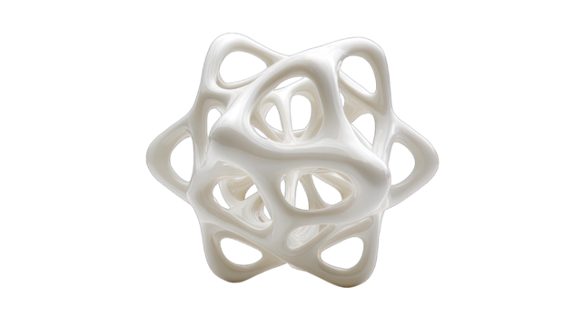 Abstract 3 d render of a complex geometric shape on transparent background