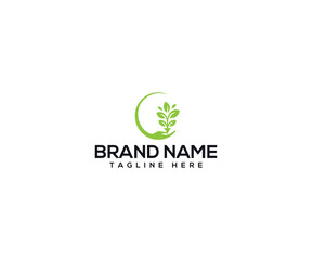 Nurturing Brand: A verdant logo featuring a protective hand cradling flourishing plants, symbolizing growth, and care, representing a brand. 