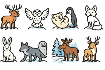 Fototapeta premium Animal silhouette icon set. forest and wildlife silhouette icons collection