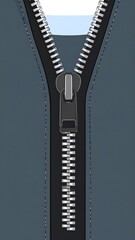 Zipper on a dark gray jacket
