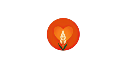 Abstract heart and wheat symbol on a transparent background