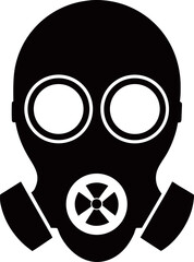 Gas Mask Silhouette Vector with Radiation Symbol and Dual Canisters