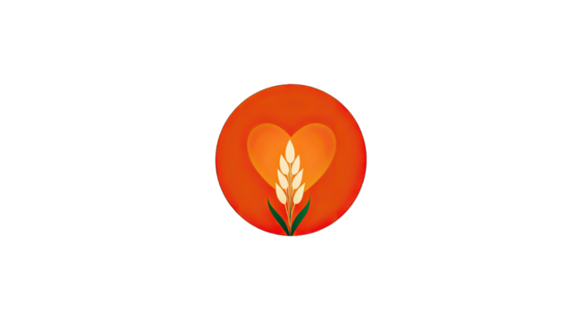 Abstract heart and wheat symbol on a transparent background