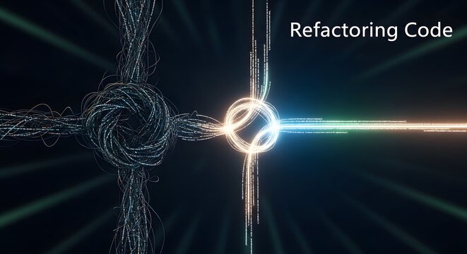 Refactoring code with abstract digital particles and light streams