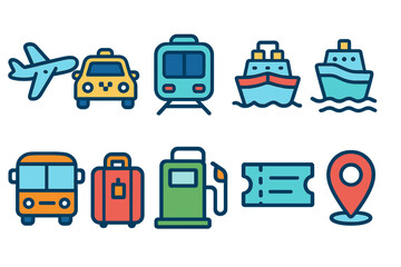 Transportation, travel line icon set. transport, vacation planning icons line collection