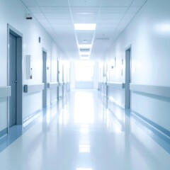 Blurred hospital hallway
