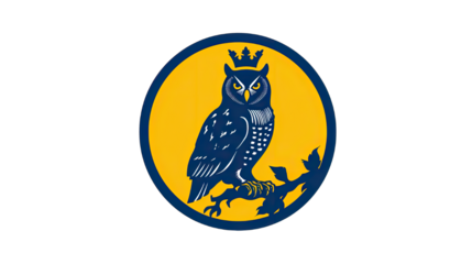 Detailed owl illustration within a circular frame decorative artistic design