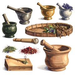 Collection of vintage apothecary tools