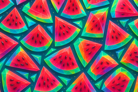 Vibrant Psychedelic Watermelon Slice Pattern.