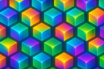 Obraz premium Vibrant Rainbow Cubes Seamless Pattern Background.