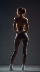 Fototapeta premium Glamorous athletic female back view with powerful build