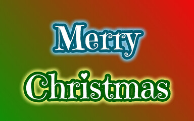 Merry Christmas Typography with Blue and Green Fonts Featuring Glowing Effect and Heart Detail on Red, Green and Brown Gradient Background for Holiday Greeting Cards and Commercial Design Projects