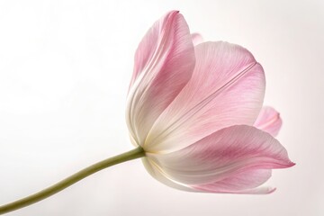 Naklejka premium Beautiful Soft Pink Tulip Blossom With Delicate Petals and Graceful Stem