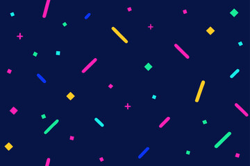 Colorful seamless vector pattern and background with confetti for holiday party design and celebration
