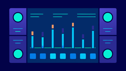 Digital audio mixing console interface on a website for sound technology and music business