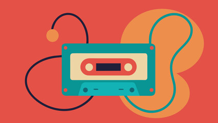 Vintage audio cassette tape vector isolated on white for retro music sound record