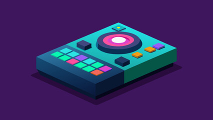 A retro radio and colorful smartphone music player icon with abstract digital technology background