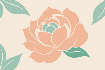 An abstract vector floral pattern illustration with a pink rose and leaf design for a seamless spring background decoration