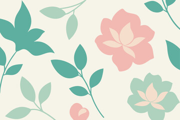 A seamless floral vector pattern illustration featuring decorative vintage flowers, leaves, and branches for textile design, wallpaper, and nature-inspired spring or summer decor