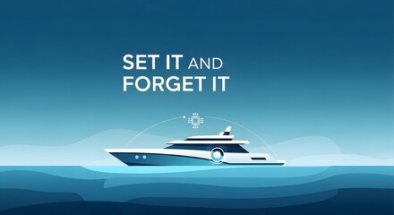 Modern luxury yacht sailing on calm blue water with futuristic technology elements