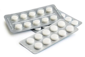 White Round Tablets Arranged in Blister Packs for Medication