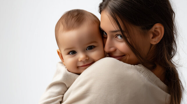 mother holding baby in arms