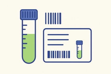 Illustrated representation of laboratory equipment featuring test tubes and a laboratory form creating a conceptual vision of scientific exploration and innovation in contemporary bioscience