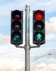 Pedestrian traffic light showing green