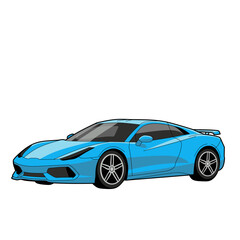 Blue modern sports car illustration with aerodynamic design and shiny finish. Perfect for automotive branding, poster design, racing themes, and car-related projects