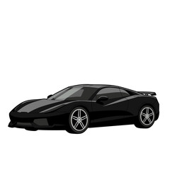 Obraz premium Black luxury sports car illustration with elegant modern design. Stylish supercar ideal for automotive branding, racing artwork, futuristic transport, and speed performance concept