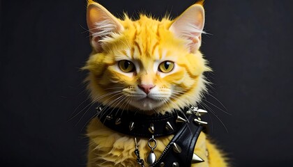 Fierce yellow cat portrait