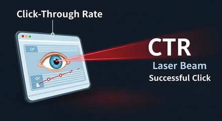 Clickthrough rate ctr concept with eye and laser beam on computer screen