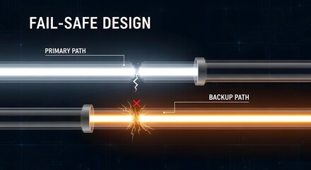 Failsafe design concept with primary and backup paths illuminated