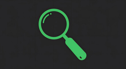 green magnifying glass icon on black background for search interface
