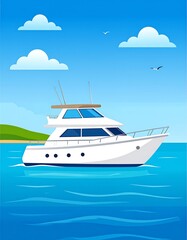 White yacht on blue ocean