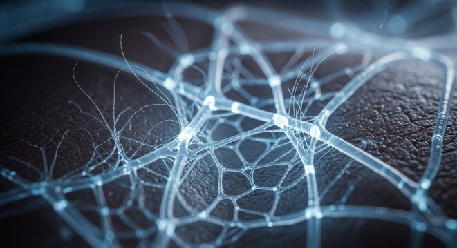Neural network of glowing neurons and synapses. abstract 3D render represents brain activity, artificial intelligence, data transmission. Perfect for science, technology, and futuristic medical themes