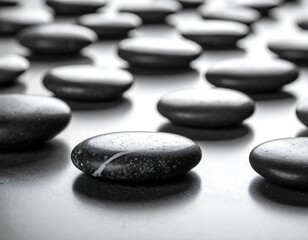 Smooth dark stones arranged in rows
