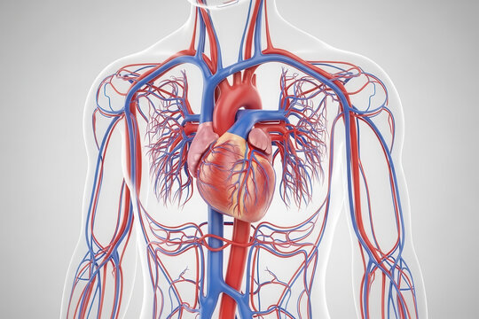 Human Circulatory System Anatomy Detailed View of the Heart and Blood Vessels