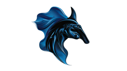 Stylized horse head illustration with flowing mane against transparent background