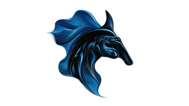 Stylized horse head illustration with flowing mane against transparent background