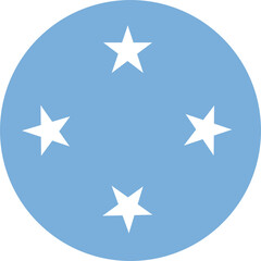 Federated States of Micronesia flag in circle shape. Micronesia flag round icon. Country flag rounded symbol. Nation circular flag button.