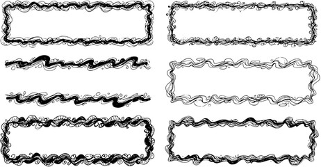 Obraz premium Set of Hand-Drawn Decorative Borders and Frames with Scribble Lines and Ornate Details