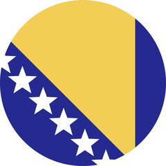 Bosnia and Herzegovina round flag. Circle flag of Bosnia and Herzegovina. National Bosnia and Herzegovina flag button.