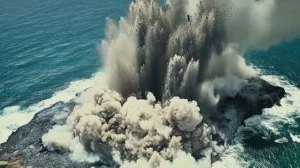 Volcanic eruption explodes into the ocean