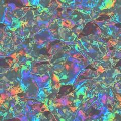 Cracked iridescent surface with vibrant rainbow colors and metallic texture