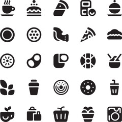 Modern Cafe Drink and Fast Food Icon Vector Pack

